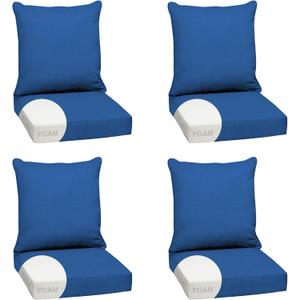 Arden Outdoor Deep Seat Cushion Set, Foam, 4-Pack, 24x24, Cobalt Blue | Sofa, Couch, Conversation Set, Premium High-Density Foam, Never Flattens, Mold and Mildew Resistant