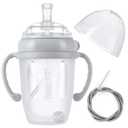 haakaa Weighted Straw Sippy Cup for 6+ Month Old, Silicone Baby Straw Cup Toddler Water Bottle with Straw Brush, 8oz/250ml, Grey
