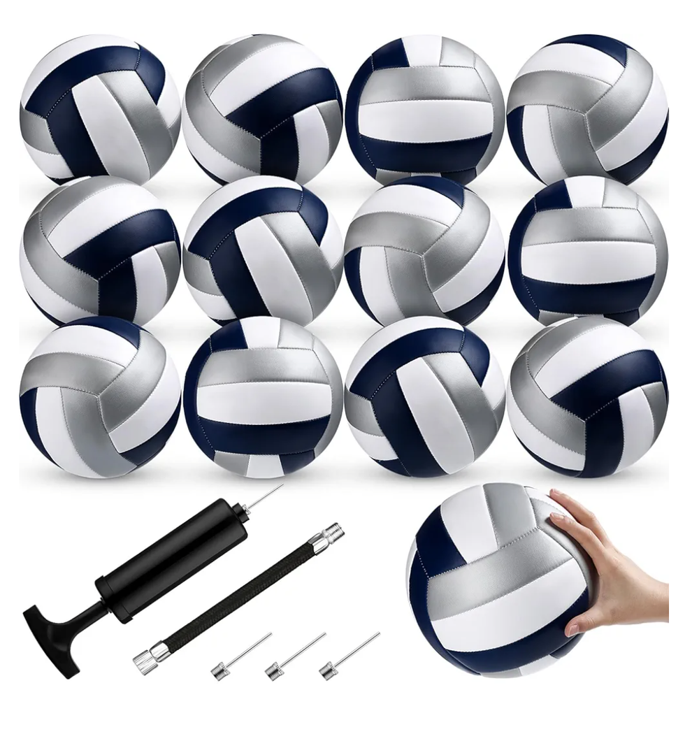 Meooeck 12 Pcs Volleyballs Official Size 5 Volley Balls Bulk Practice Volleyballs Indoor Outdoor Soft Recreational Volley Ball with Pump for Beginner Teen for Gym Training Beach Pool