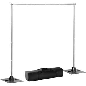 Heavy Duty Pipe and Drape Frame Kit 10x10ft Adjustable Height/Width Photography Background Support Poles All-Metal Construction Backdrop Stand for Party, Birthday, Wedding - Silver