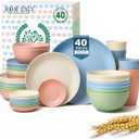 Plates and Bowls Sets 40 Pcs Unbreakable Dinnerware Set Dish Sets