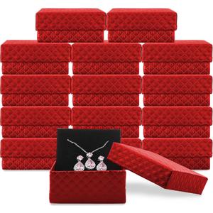 Coobbar Necklace Earring Ring Box Gift Box,15 Pieces Square Cardboard Jewelry Gift Boxes,Cotton Filled Cardboard Paper Jewelry Box Gift Case (2.95 x 2.95 x 1.38 Inches) (Red)