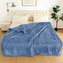 Electric Heated Blanket Full 72"x84" - 5 Heat & 10H Auto-Off, Microplush Flannel & Sherpa, Same Color Both Sides, Machine Washable, Overheat Protection, Gifts for Home/Bedroom/Sofa, Demin Blue