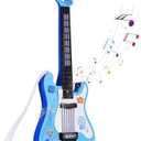 Kids Toddler Baby Childrens Electric Toy Guitar with Strap Ideal for 3 4 5 7 8 Year Old Boys Girls Gifts(Blue)