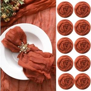 Mixweer 100 Pieces Gauze Cheesecloth Napkins 19.7 x 19.7 Inch with Wrinkled Decorative for Home Wedding Baby Shower Rustic Table Decoration(Terracotta)