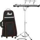 Pearl 32 Note Glockenspiel Bell Kit Student Educational Percussion Kit with Tunable Practice Pad, Rolling Carrying Case, Sticks and Mallets (PK910C)