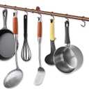 ROTHLEY 39.4 Inch Stainless Steel Wall Mounted Hanging Pot and Pan Rack with Adjustable S Hooks, Antique Copper