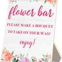 Flower Bar Table Sign 5x7 Inch, Wedding Flowers Small Wooden Stand, Bridal Shower Table Sign, Flower Bar Desk Decor