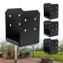 8x8 Post Base Brackets 4-Pack (7.5x7.5in Actual) - Heavy Duty Deck Post Anchor for Pergola, Gazebo, Playset - Black Powder Coated Steel with Standoff