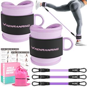 Ankle Resistance Bands with Cuffs, Ankle Bands for Working Out, Ankle Resistance Band for Legs and Glutes Workout Equipment, Butt Exercise Equipment for Women (Purple)