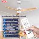 TCL 52" Natural Wood Downrod Ceiling Fan with Light & Remote