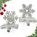 2 Pack Cast Iron Christmas Stocking Holders for Mantle, Set of 2 Heavy Duty Cast Iron Christmas Stocking Holders, Vintage Ornament Hooks Christmas Stocking Holder