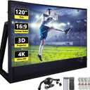 Inflatable Projector Screen I Air-Tight No-Blower Design,Made from TPU Tarpaulin, 120 inch (Equivalent to 16ft) for Indoor & Outdoor Use Backyard, Pool, Party, Camping, Movie Night Parties