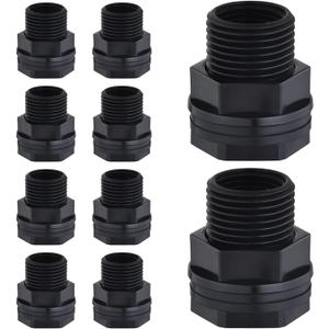 10 Pack Bulkhead Fitting, Garden Hose Threaded 3/4 Inch Male GHT x 1/2 Inch Female NPT Double Threaded Bulkhead Water Tank Connector for Rain Barrels Water Tank Pond Aquarium Tubs Pools Spigot