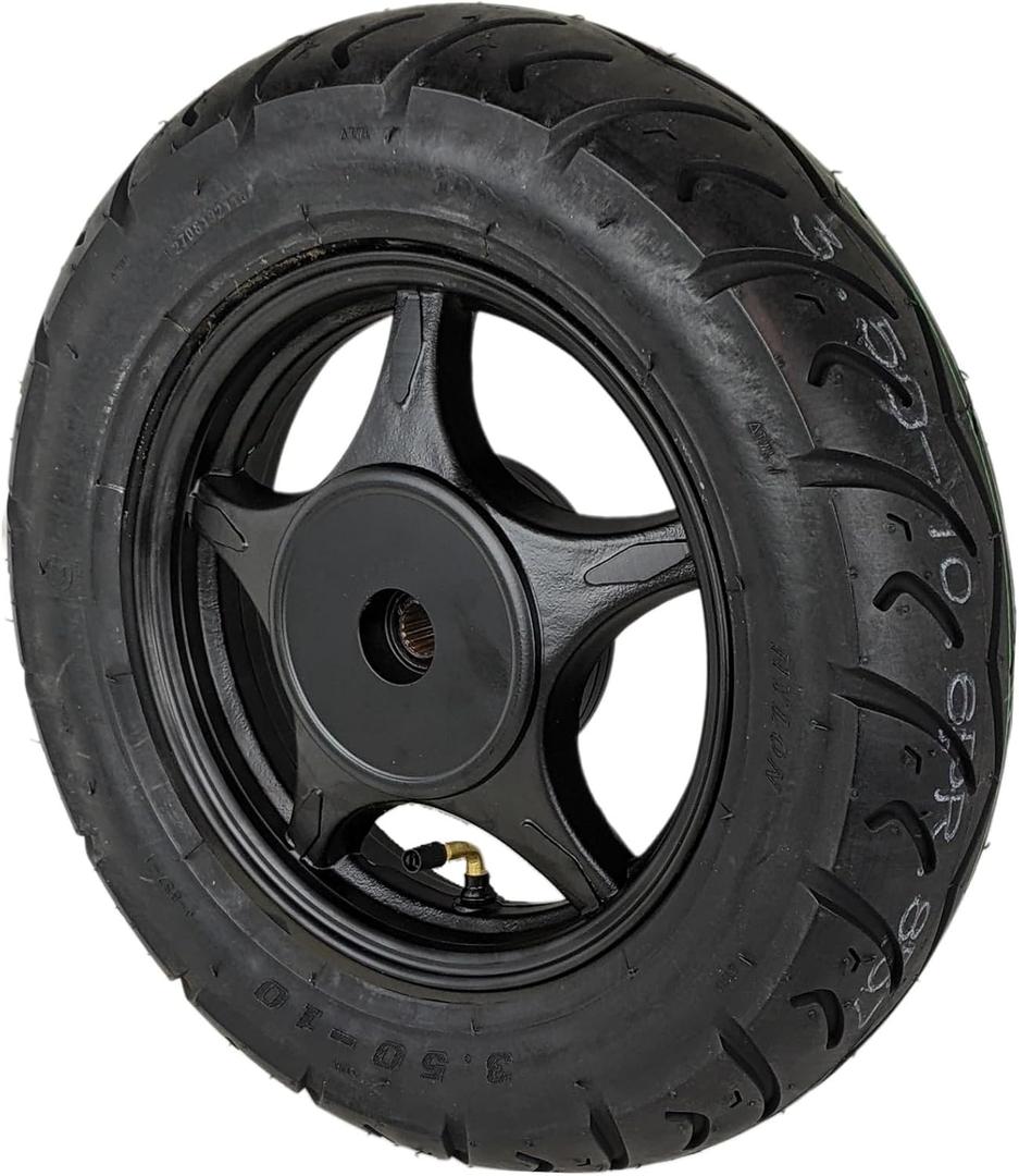 RedCap 10" Inch Rear Wheel & 3.5-10 Tire Assembly for 50cc Scooter Moped with Drum Brake GY6 QMB139 Sunny TaoTao Vitacci Amigo Milano Beemer 50 Yongfuo YN50QT-8 (Black)