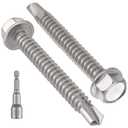 VGBUY 25Pcs #14 x 3 Self Drilling Screws for Metal,410 Stainless Steel Self Tapping Screws,Sheet Metal Screws,Quick Metal Tapping,Hex Washer Head