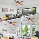 Ohniyou 52 Flush Mount Farmhouse Ceiling Fan with Lights, Remote & APP Control Low Profile Indoor Outdoor Ceiling Fans, Dimmable, Quiet DC Motor, Reversible, Black+Wood Color