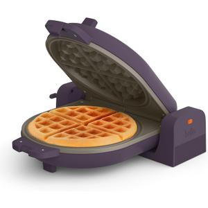 bella Flip-n-Store Waffle Maker, EverGoodTM Ceramic Nonstick Coating, Fits-anywhereTM Kitchenware, Power Indicator Light & Touch Handle, 7 Wide & 1" Deep Plates, 1000 Watt, Plum