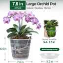T4U Orchid Pot, 6 Pack 7.5 Inch Orchid Pots with Holes and Saucers, Clear Orchid Pots for Repotting, Plastic Flower Plant Pot for Indoor Outdoor Plants, Large Orchids Planter for Root Health