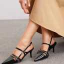 Coutgo Womens Slingback High Heels Strappy Closed Pointed Toe Pumps Ankle Strap Dress Shoes, Size 7.5