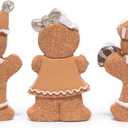 Hodao Christmas Gingerbread Figurines Set of 3, Cute Gingerbread Men Holding Heart, Candy Cane & Christmas Tree, Holiday Party Tabletop Decoration for Home, Kitchen, Living Room Decor (Brown-1)