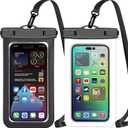 2 Pack Black White Universal Waterproof Phone Pouch, Large Phone Waterproof Case Dry Bag,Protection Level: IP68,Outdoor Sports for Apple iPhone,Samsung,and More,(Fits Up to 8.3),Black,White