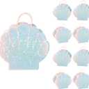 Cheerland Mermaid Party Favor Bag Seashell Gift Bags for Shell Mermaid Birthday Decorations and Under the Sea Aquatic Nautical Theme Party Summer Ocean Beach Picnic Goodie Treat Supplies Pack of 8