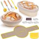 Bread Proofing Basket Set, PITCH PULSE 9 Inch Round and 10 Inch Oval Banneton Bowl with Sourdough Bread Making Tools Kit