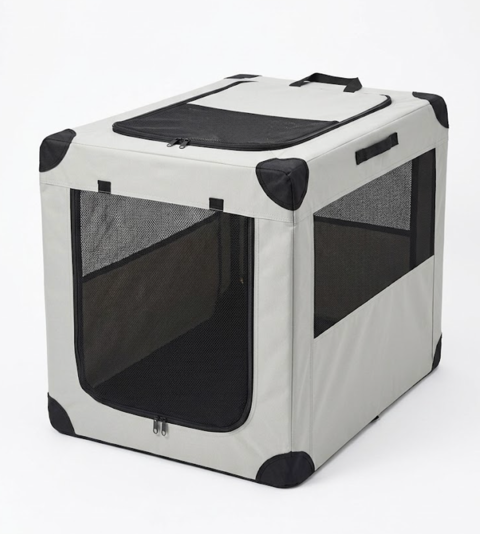 Dog Cat Carrier Bag with Collapsible Silicone Bowl, Pet Cage, Shoulder Strap and Plush Mat (Beige, 36x30in)