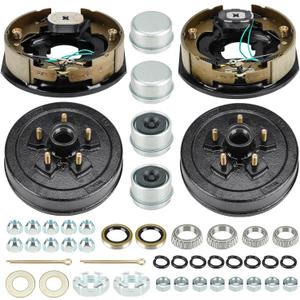 5 on 4.5" Bolt Circle Drum Kits w/ 10" x 2-1/4" Left and Right Self-Adjusting Electric Brake for 3,500lbs Trailer Axle