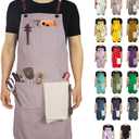 Kitchen Apron, Work Apron, Canvas, Multiple Pockets, Gardening, Painting, BBQ, Artist, Carpenter, Sizes M to XXL, Grey