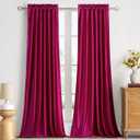 Luxury Hot Pink Velvet Curtains 90 inches: Living Room Luxury Room Darkening Curtain - Elegant Bedroom Thermal Insulated Modern Heavy Thick Soft Soundproof Rod Pocket Window Drapes Set of 2 Panels