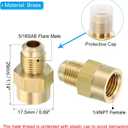 PATIKIL Brass Flare Tube Fitting, 2pcs Union Coupling Gas Adaptor 5/16" SAE 45 Flare Male to 1/4" NPT Female Pipe Connector Adapter with PTFE Tape for Refrigeration Gas System