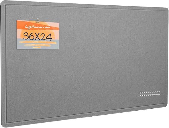 Bulletin Board, 36 x 24 inches Felt Board - Decorative Pin Board, Cork Board Alternative for Wall, 3' x 2' Foldable Picture Board Self-Adhesive Vision Board Prayer Board with 20 Pushpinsm, Gray 