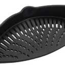 Silicone Drainer 9 x 3.5 inch Clip-on Pan Pot Drain Hands-Free Drainer Silicone Snap Strainer Kitchen Gadgets for Pots, Pans, and Bowls -Kitchen Colander (Black)