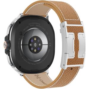 Magnetic Leather Band Compatible with Compatible with Samsung Galaxy Watch 8 40mm/44mm/Classic 46mm 2025,Magnetic Replacement Strap for Galaxy Watch 8 Women Men ((Epsom) Brown band+Silver Buckle)