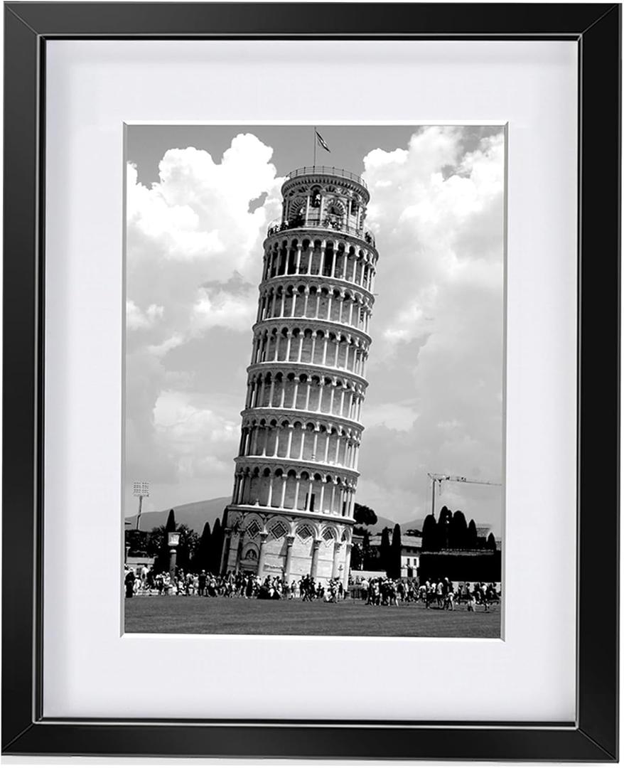 Nacial 11x14 Picture Frames, Black Picture Frame, Photo Frame Display 8x10 Photo with Mat and 11x14 photo without Mat, Picture Frames Horizontal and Vertical Formats for Wall and Tabletop