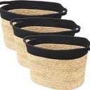 Medium Braided Tote, Black & Tan (Pack of 3)