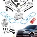Timing Chain Kit 5.4 L, 2004-2011 Ford Expedition F-150 F-250 F-350 Super Duty, Lincoln Mark Lt Navigator, with Oil/Water Pump Timing Belt Tools, 5.4L V8 3-Valve Engine, 5L3Z-6268-A, 3R2Z6A257DA