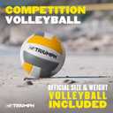Triumph Competition Volleyball Set Regulation 32' Net, Steel Poles, Official Volleyball with Pump, Boundary Lines, and Carry Bag Outdoor Tournament-Style Game for Beach, Park, and Backyard