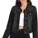 Hybrid & Company Women's Long Sleeve Denim Jackets Basic Button Down Jean Jacket with Pockets (Black, S)