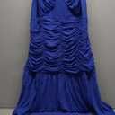 V Neck Royal Blue Bridesmaid Dress for Women Long Chiffon Halter Pleated Formal Prom Evening Gowns, XL
