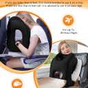Sunany Travel Pillow, Inflatable Neck Pillow Used for Airplanes/Cars/Buses/Trains/Office Napping with Eye Mask/Earplugs (Balck)