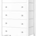 BOLUO White Chest of Drawers for Bedroom Dresser with 5 Drawer Fabric Dressers Storage for Girls,Kids Closet Modern