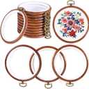15 PCS 4 Inch Embroidery Hoops, Imitated Wood Circle Frame Cross Stitch Hoop Ring Adjustable Embroidery Hoop Round Embroiderys Hoops for Art Craft Handy Sewing and Christmas Decoration