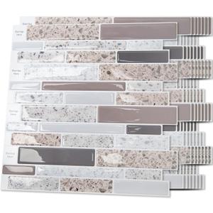 Art3d Backsplash Tile for Kitchen Peel and Stick, 10 Sheets Self-Adhesive Wall Tiles for Kitchen, Bathroom Back Splashes, 12"x12", Terrazzo
