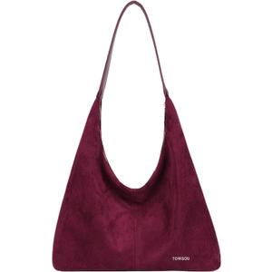Suede Bag Brown Suede Bag Womens Trendy Suedes Tote Bag Suedes Purse Fall Purses for Women 2025 (Burgundy)