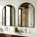 AMOISE Arched Mirror for Bathroom, 2Pack 30"x20" Black Vanity Bathroom Mirror for Over Sink, Metal Framed with HD Shatter-Proof Glass for Entryway, Living Room,Bedroom
