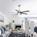 Ceiling Fans with Lights, 52inch Low Profile Ceiling Fan with Light, 6 Speeds Reversible DC Motor Black Ceiling fan with Light and Remote Control, Ceiling Fan for Bedroom Living Room, Indoor/Outdoor
