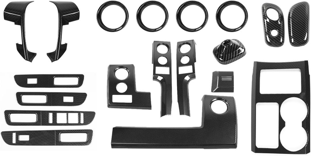 Hoolcar 19Pcs Carbon Fiber ABS Interior Trim Decor Cover Kit Fit for 2009-2014 Ford F150 Interior Accessories